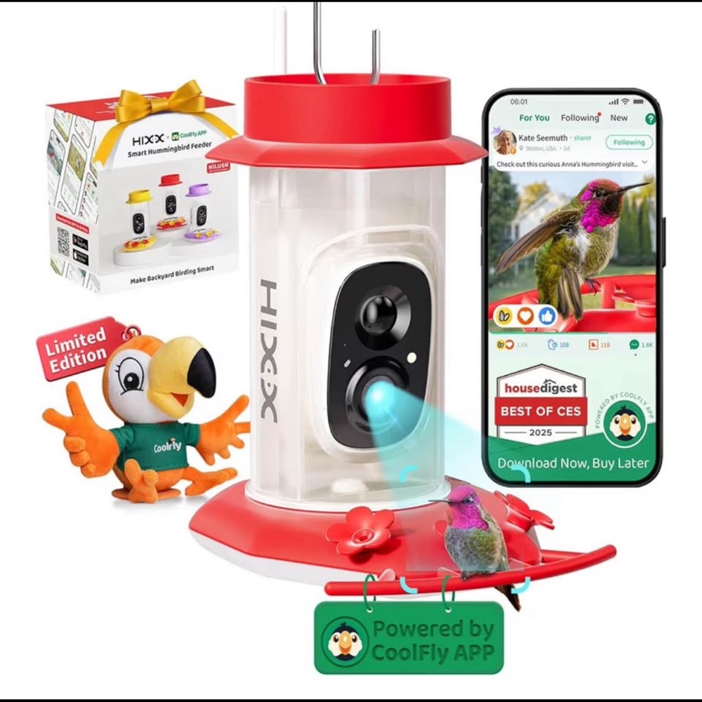NEW HIXX Smart Hummingbird Feeder with Solar-Powered Camera